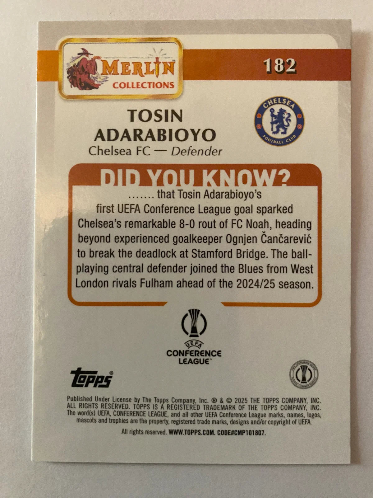 2024-25 Merlin UEFA Club Competitions - #182 Tosin Adarabioyo