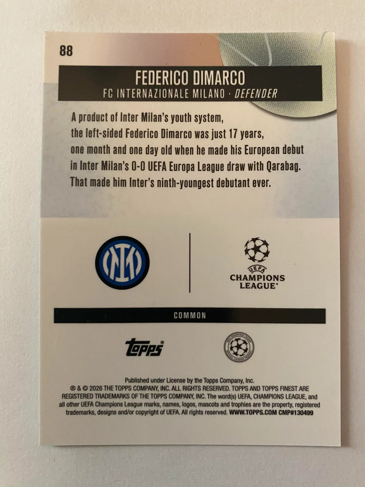 2025-26 Finest UEFA Club Competitions - #88 Federico Dimarco