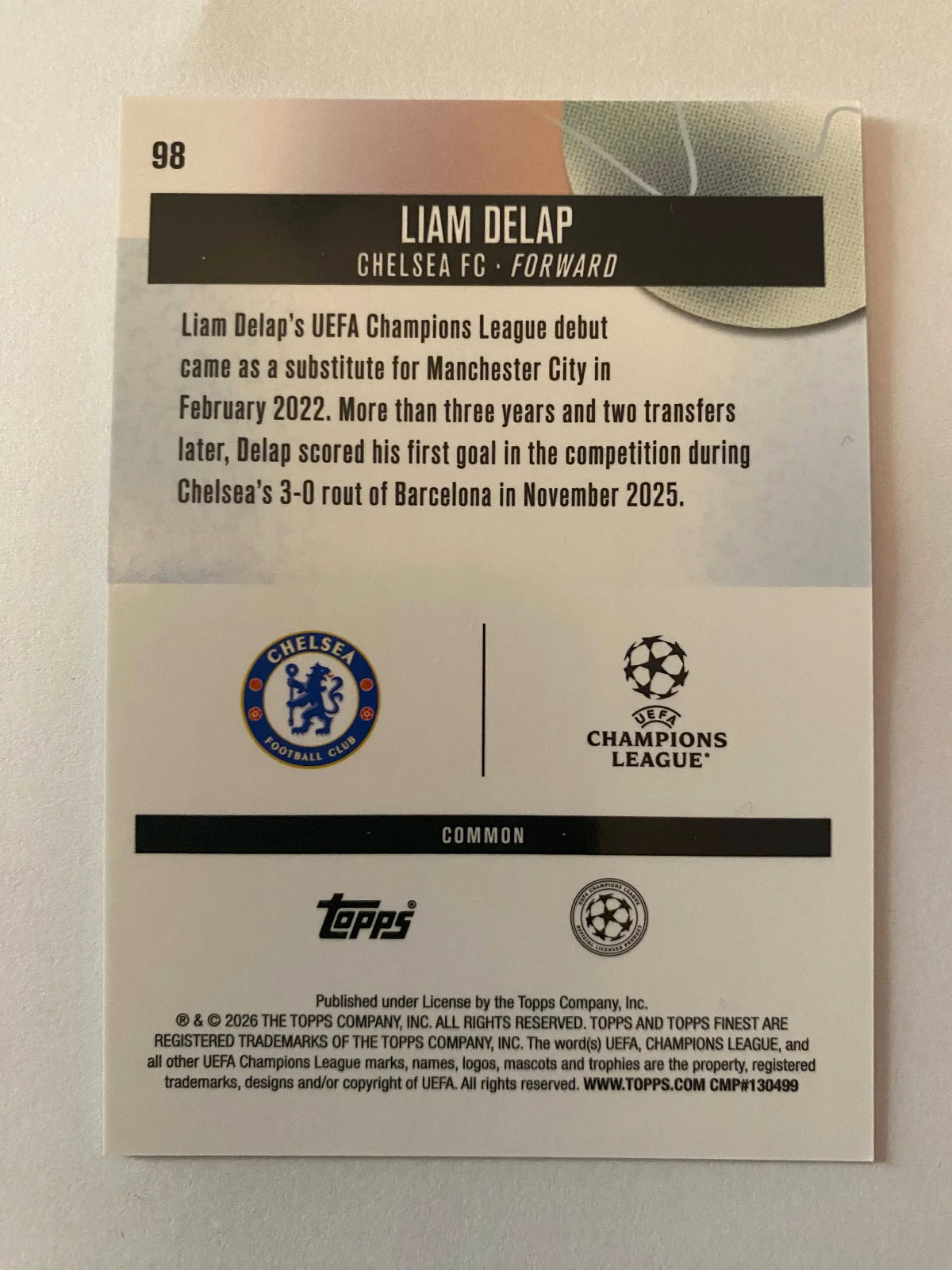 2025-26 Finest UEFA Club Competitions - #98 Liam Delap