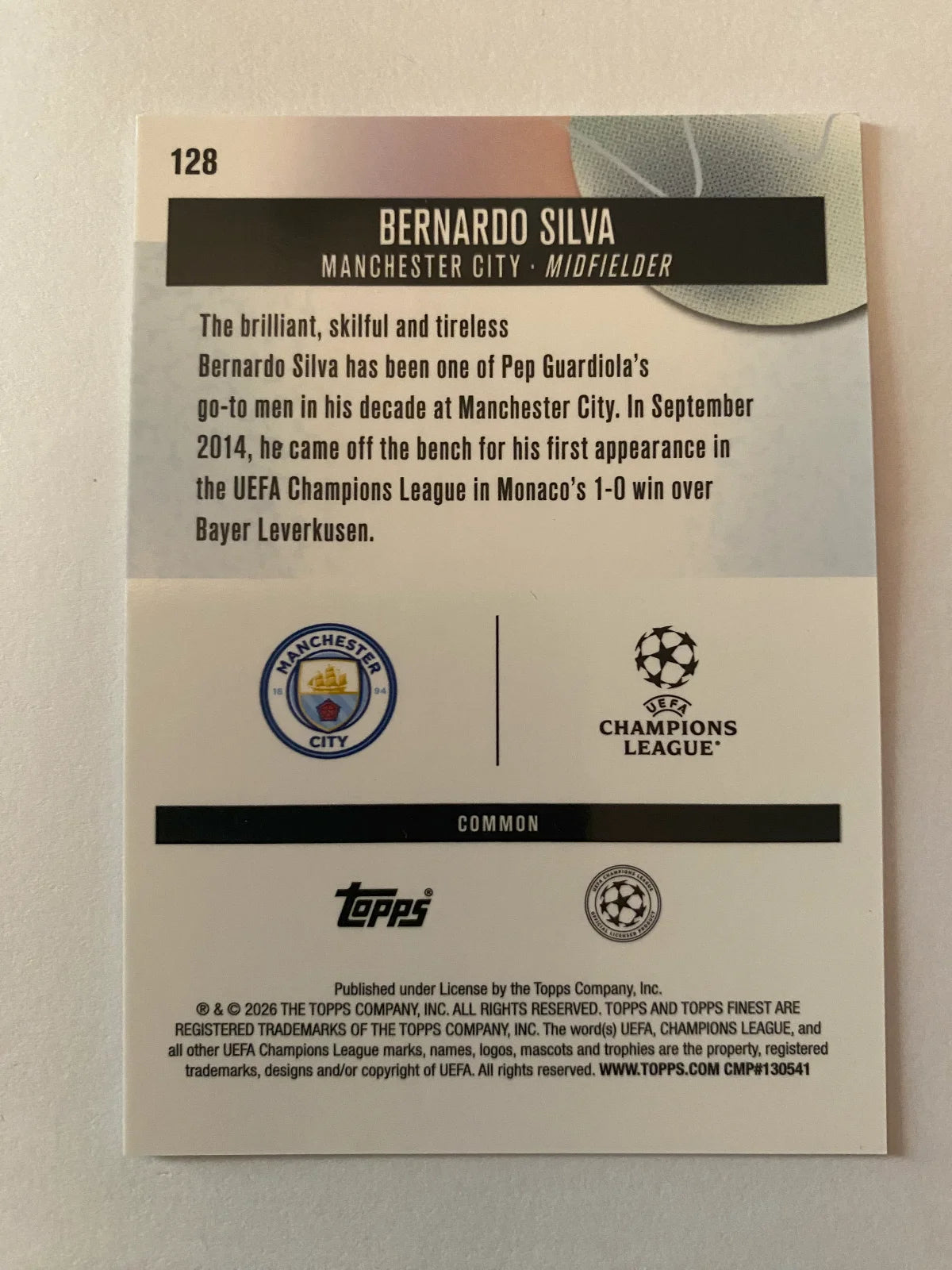 2025-26 Finest UEFA Club Competitions - #128 Bernardo Silva