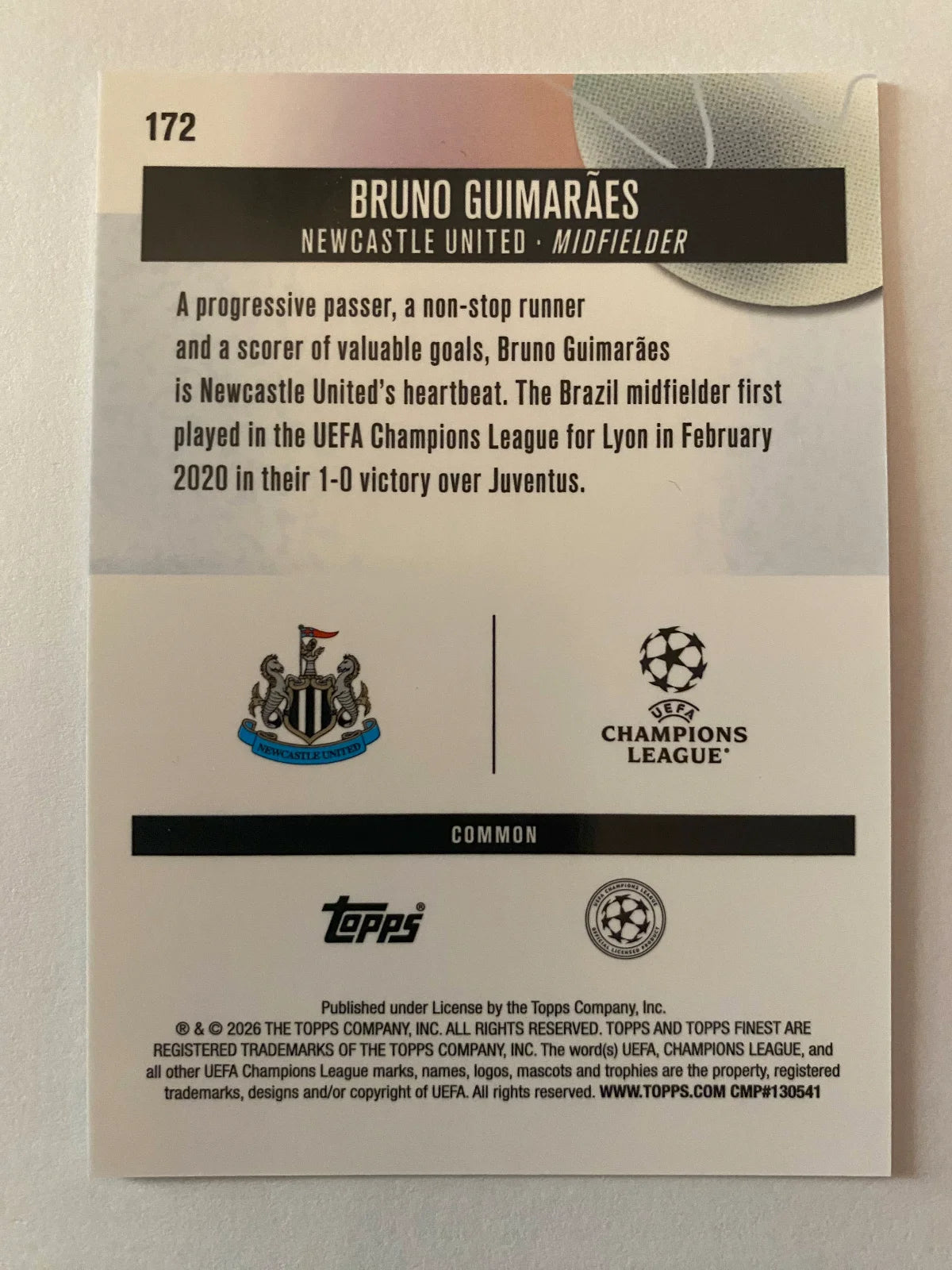 2025-26 Finest UEFA Club Competitions - #172 Bruno Guimarães