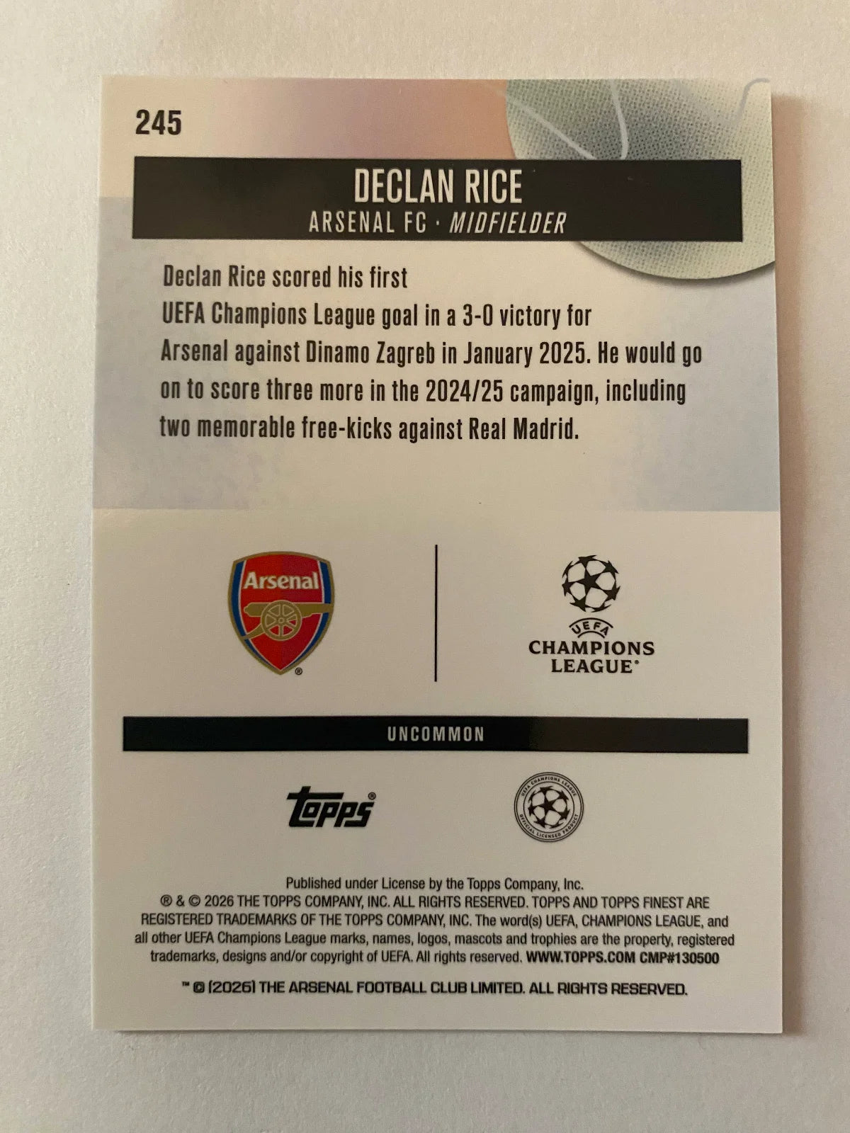 2025-26 Finest UEFA Club Competitions - #245 Declan Rice