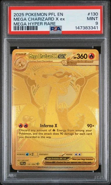 Mega Charizard X ex 130/094 (Phantasmal Flames) — PSA 9