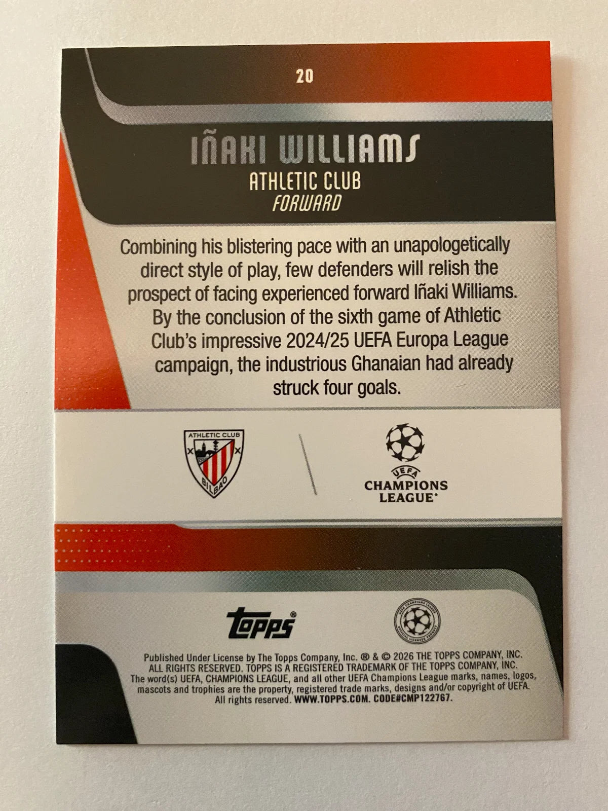 2025-26 Topps UEFA Club Competitions - #20 Iñaki Williams