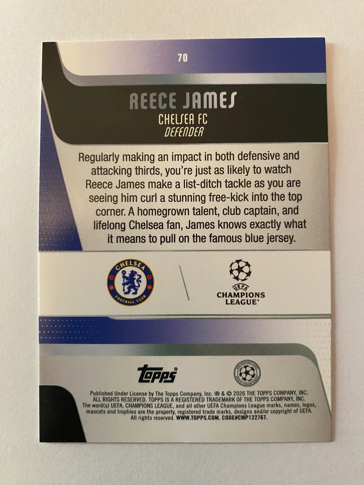 2025-26 Topps UEFA Club Competitions - #70 Reece James