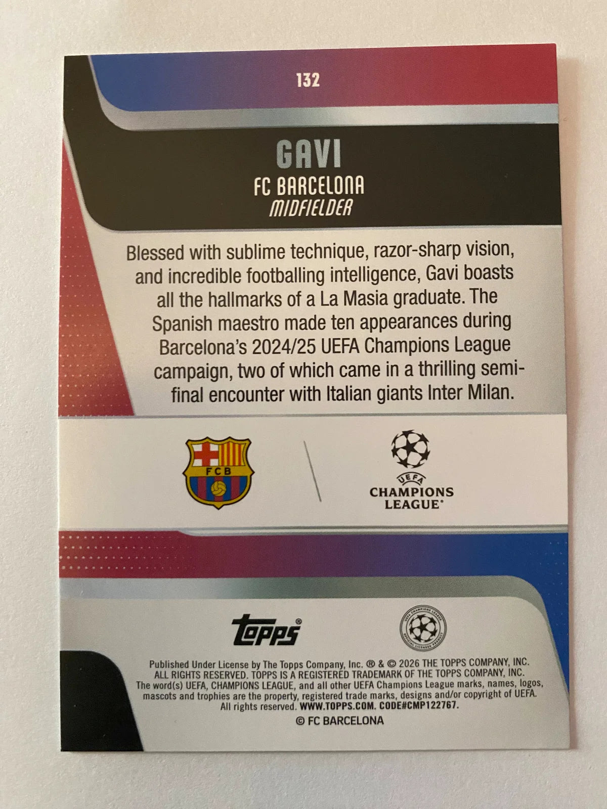 2025-26 Topps UEFA Club Competitions - #132 Gavi