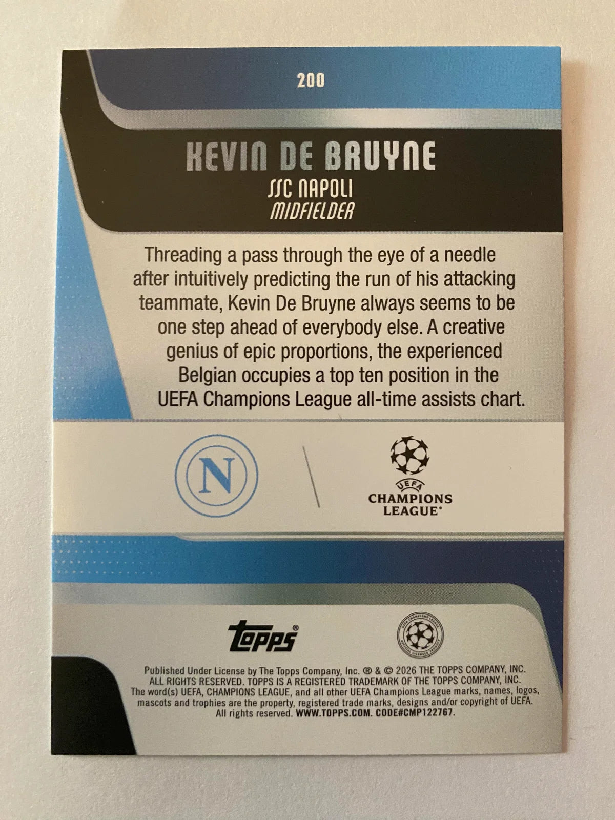 2025-26 Topps UEFA Club Competitions - #200 Kevin De Bruyne