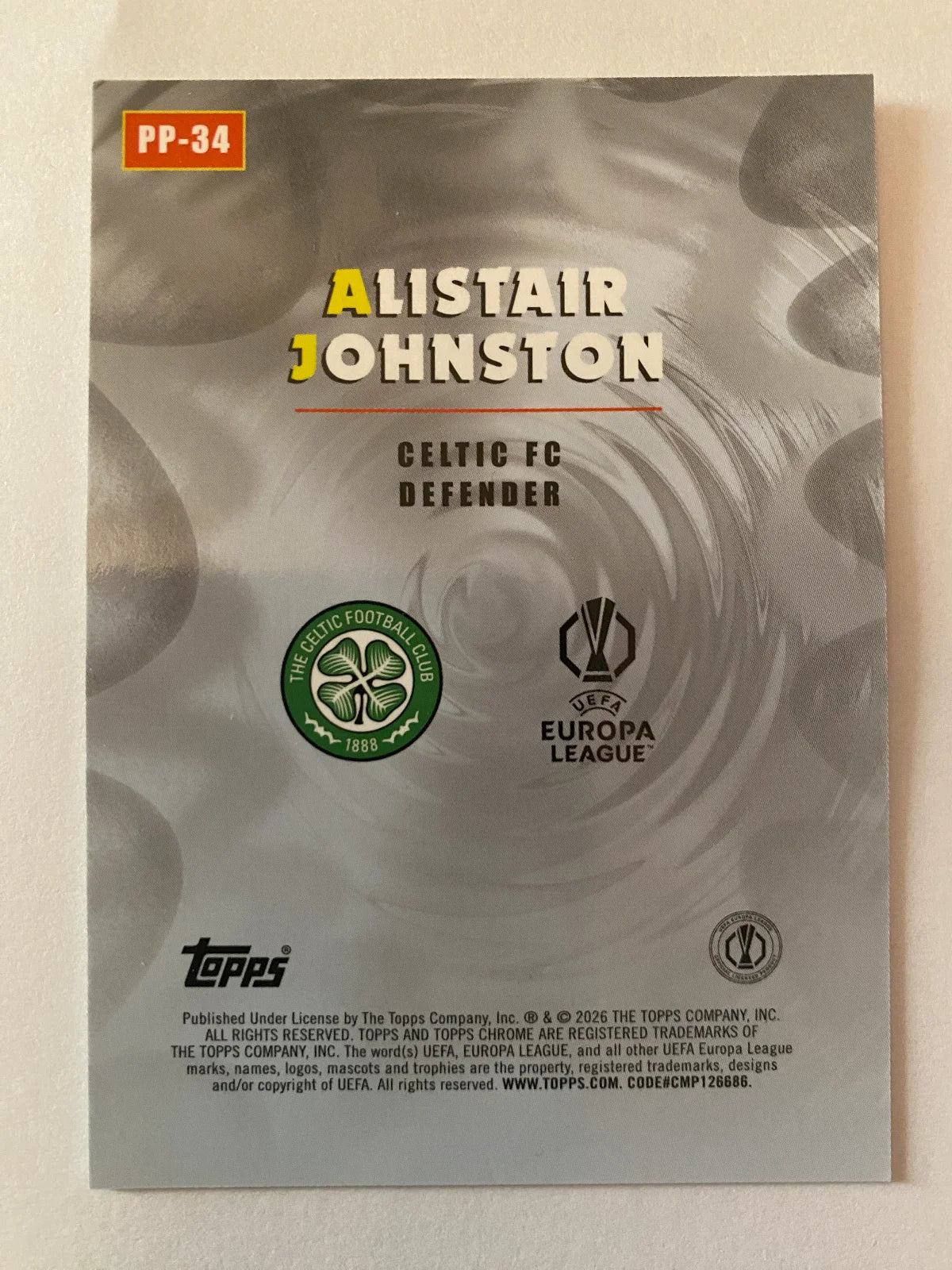 2025-26 Topps Chrome UEFA Club Competitions - Power Players #PP-34 Alistair Johnston