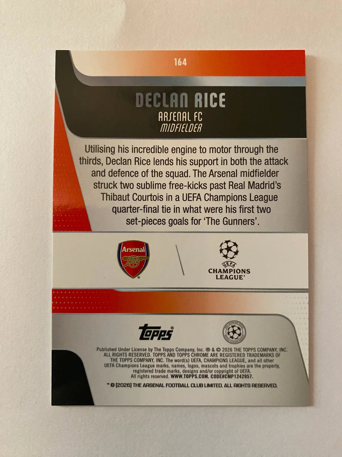 2025-26 Topps Chrome UEFA Club Competitions - X-Fractor #164 Declan Rice