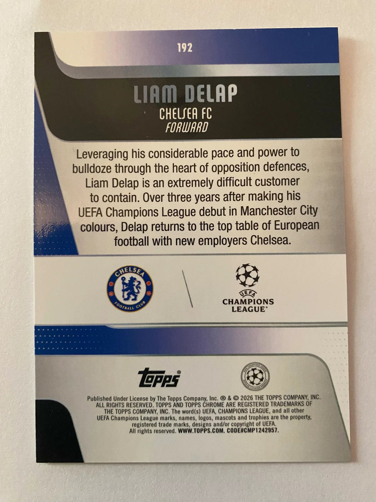 2025-26 Topps Chrome UEFA Club Competitions - X-Fractor #192 Liam Delap