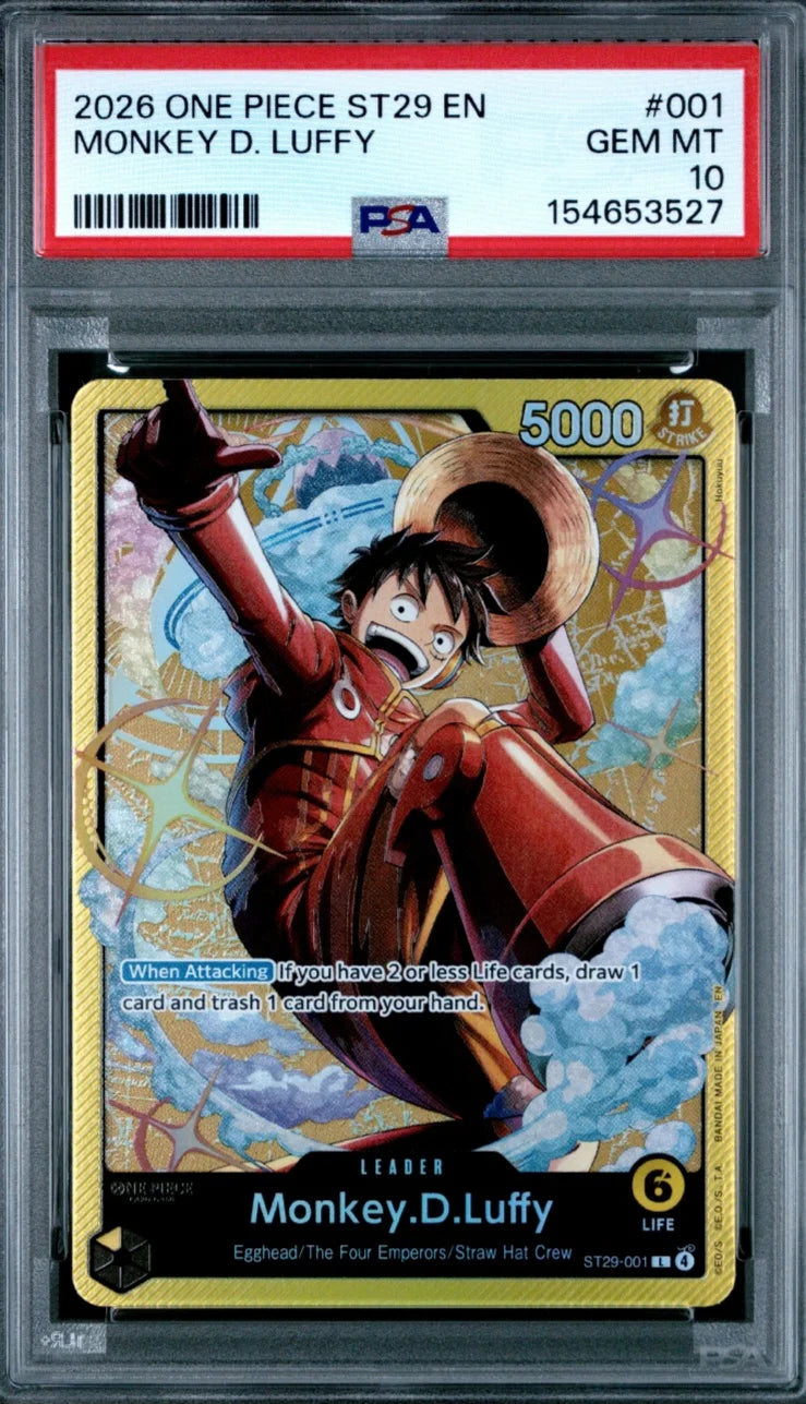 One Piece,  MONKEY D. LUFFY, ST29-001, 2026, PSA 10