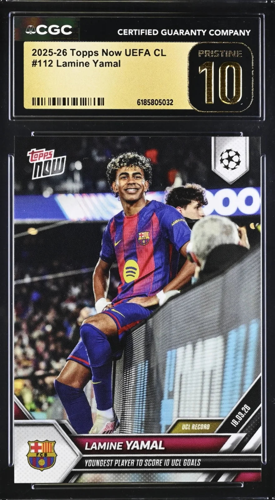 Lamine Yamal, Topps, Now UEFA CL, #112, PRISTINE 10