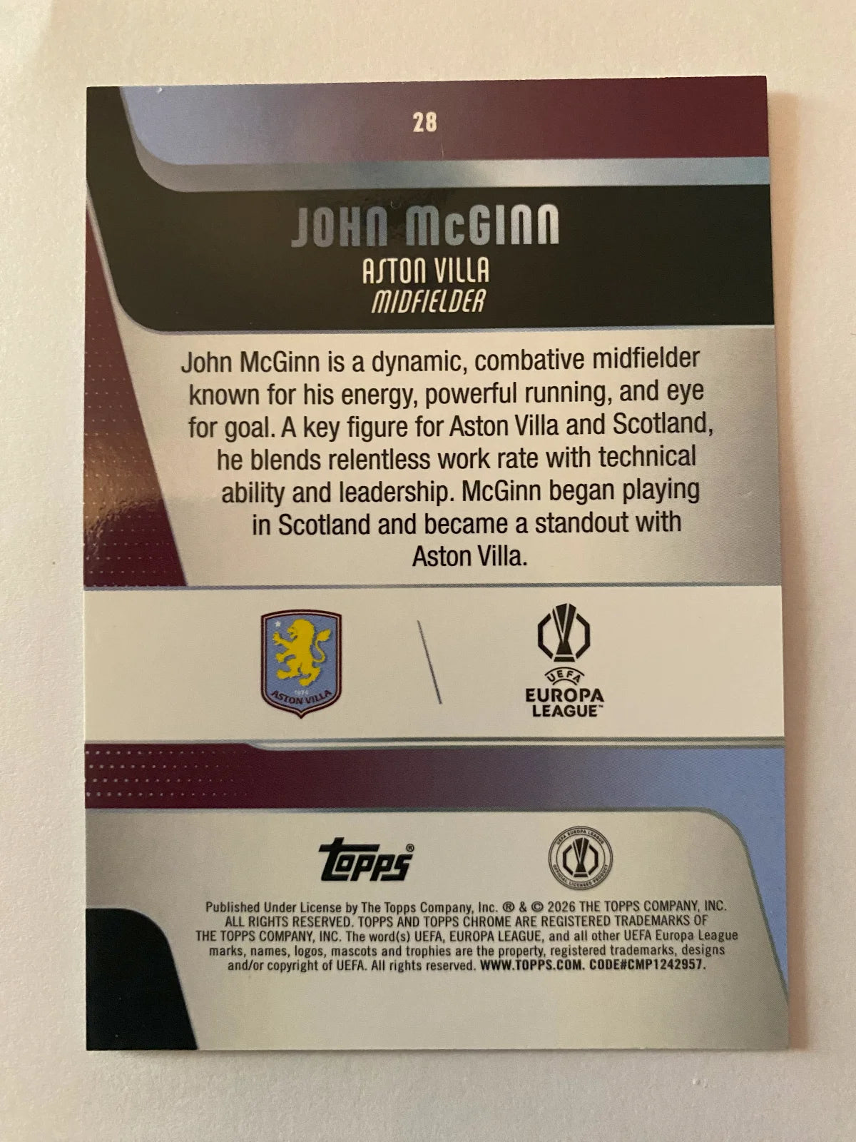2025-26 Topps Chrome UEFA Club Competitions - #28 John McGinn