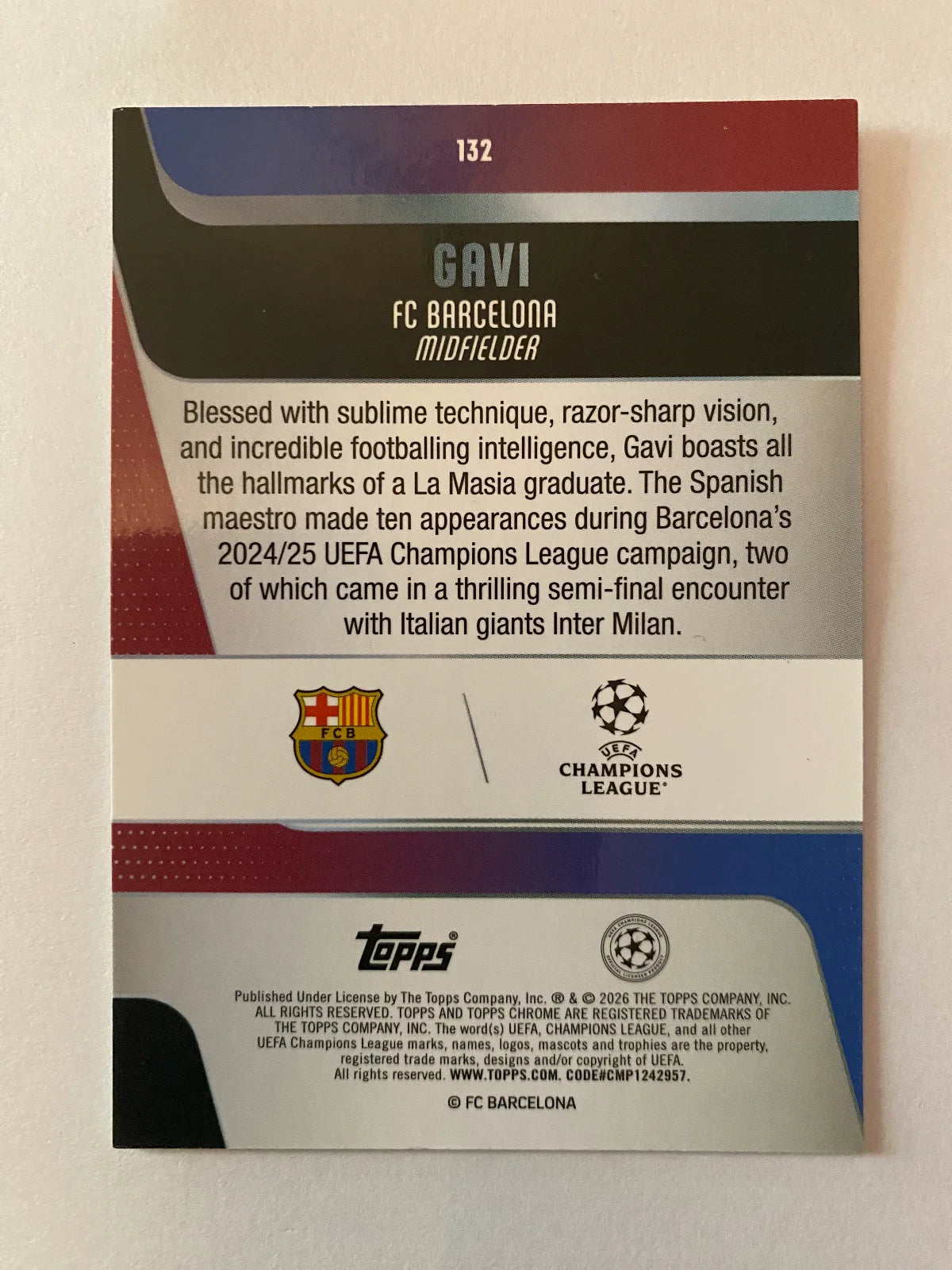 2025-26 Topps Chrome UEFA Club Competitions - #132 Gavi