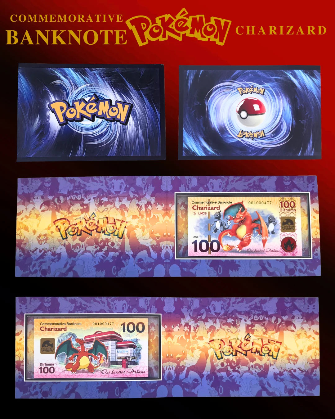 Charizard - 100 Dirhams UNCB Banknote