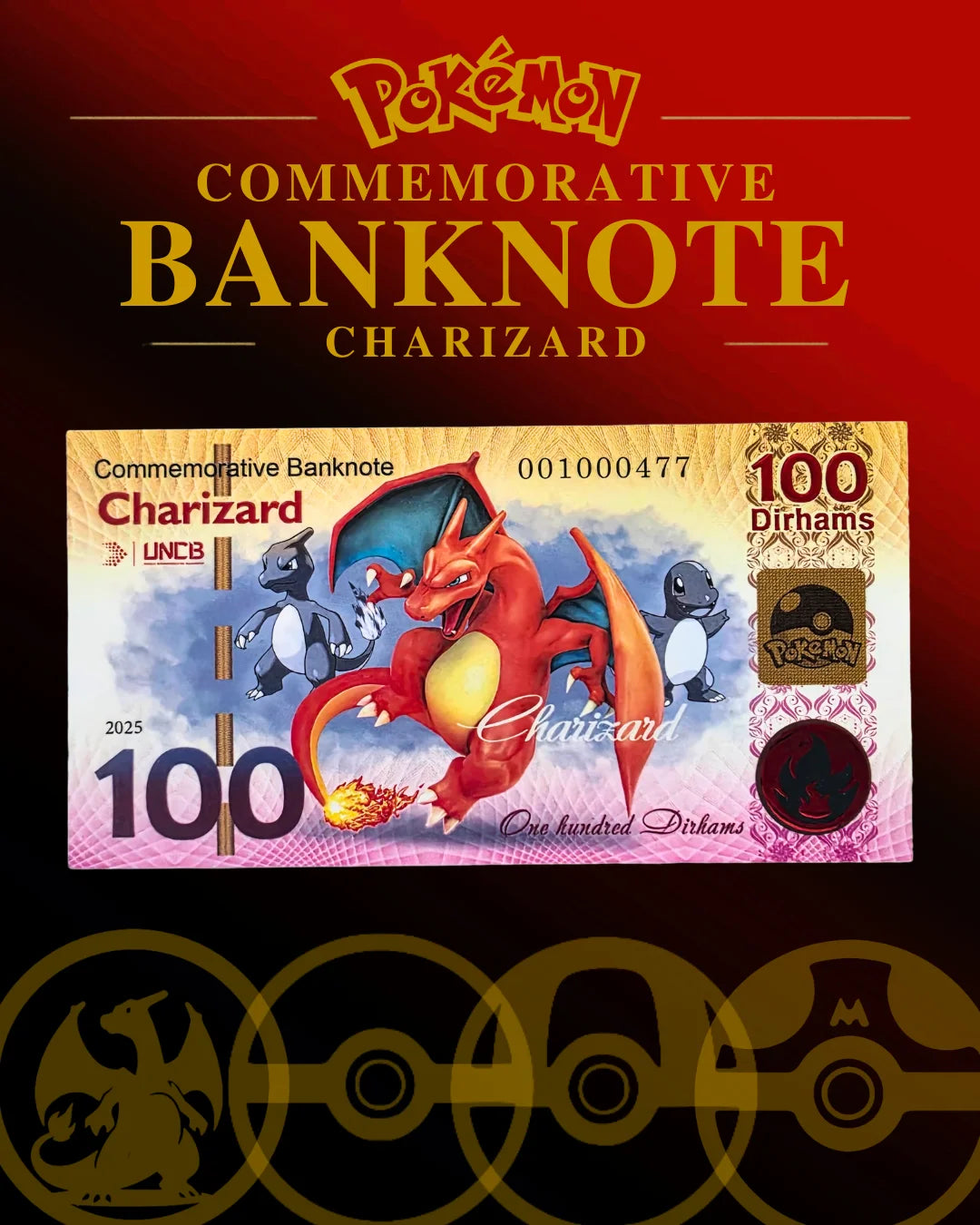 Charizard - 100 Dirhams UNCB Banknote