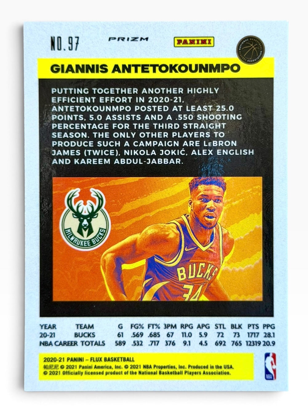 2020-21 Panini Flux Giannis Antetokounmpo Gold Wave