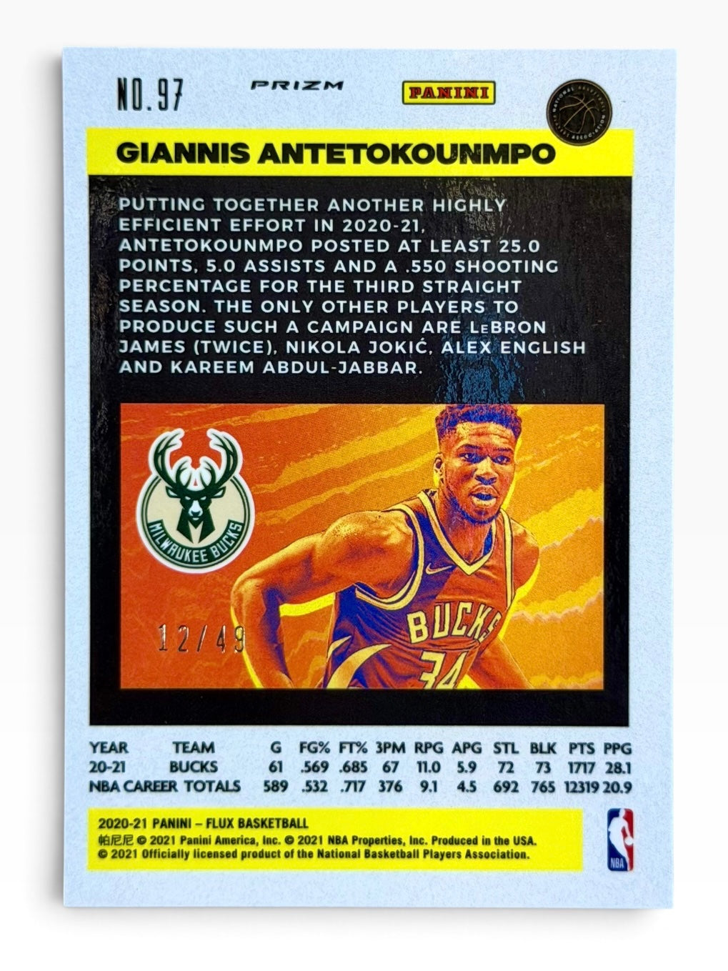 2020-21 Panini Flux Giannis Antetokounmpo Solar Eclipse /49