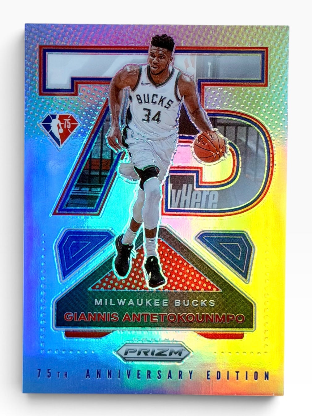 2021-22 Panini Prizm Giannis Antetokounmpo 75th Anniversary Silver SSP
