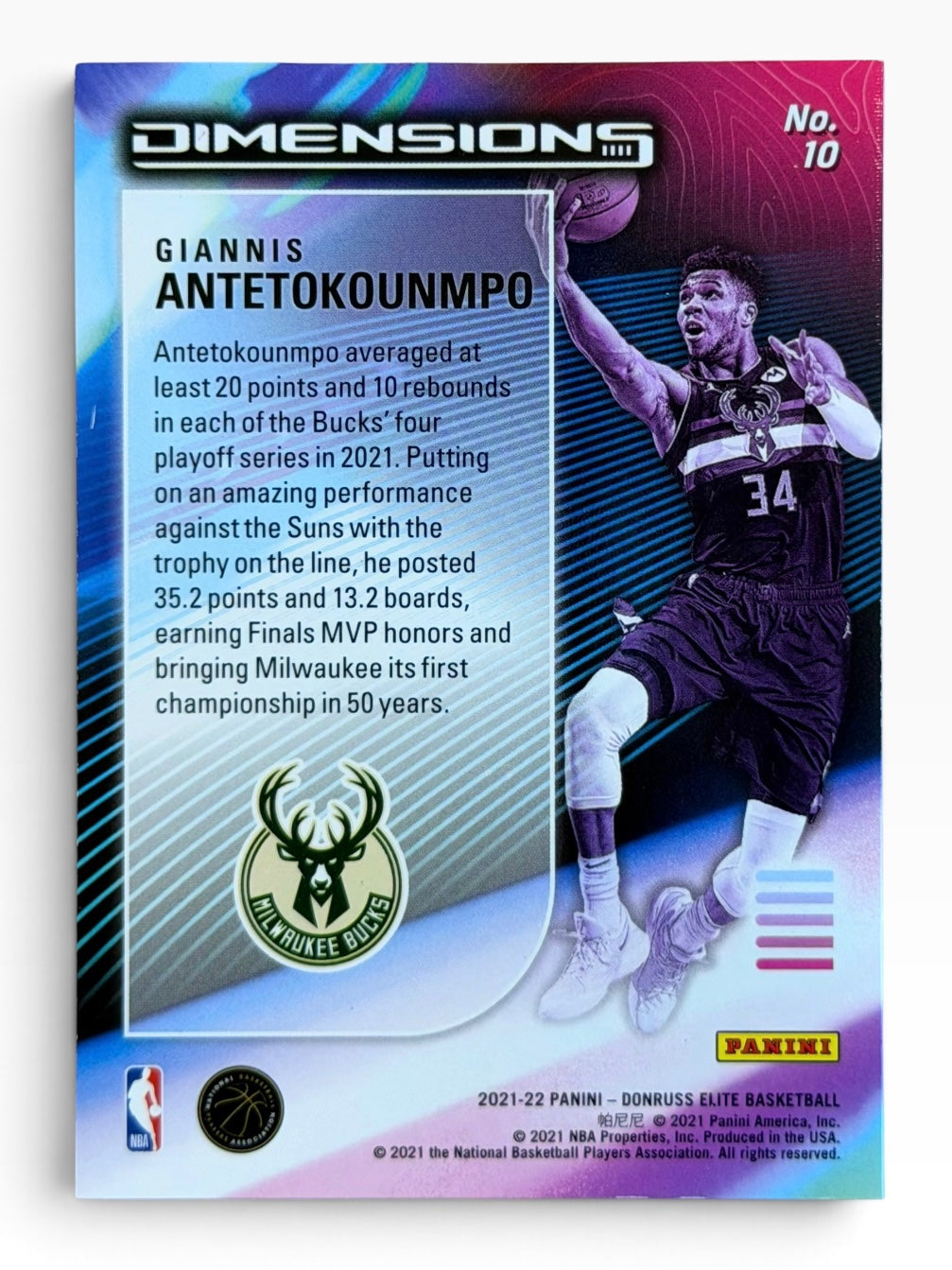 2021-22 Panini Elite Giannis Antetokounmpo Dimensions SSP
