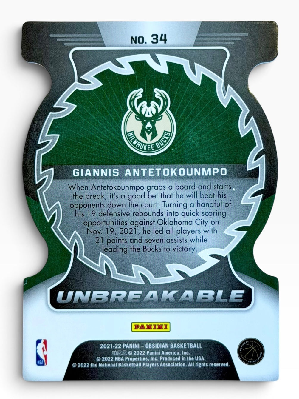 2021-22 Panini Obsidian Giannis Antetokounmpo Unbreakable Case Hit