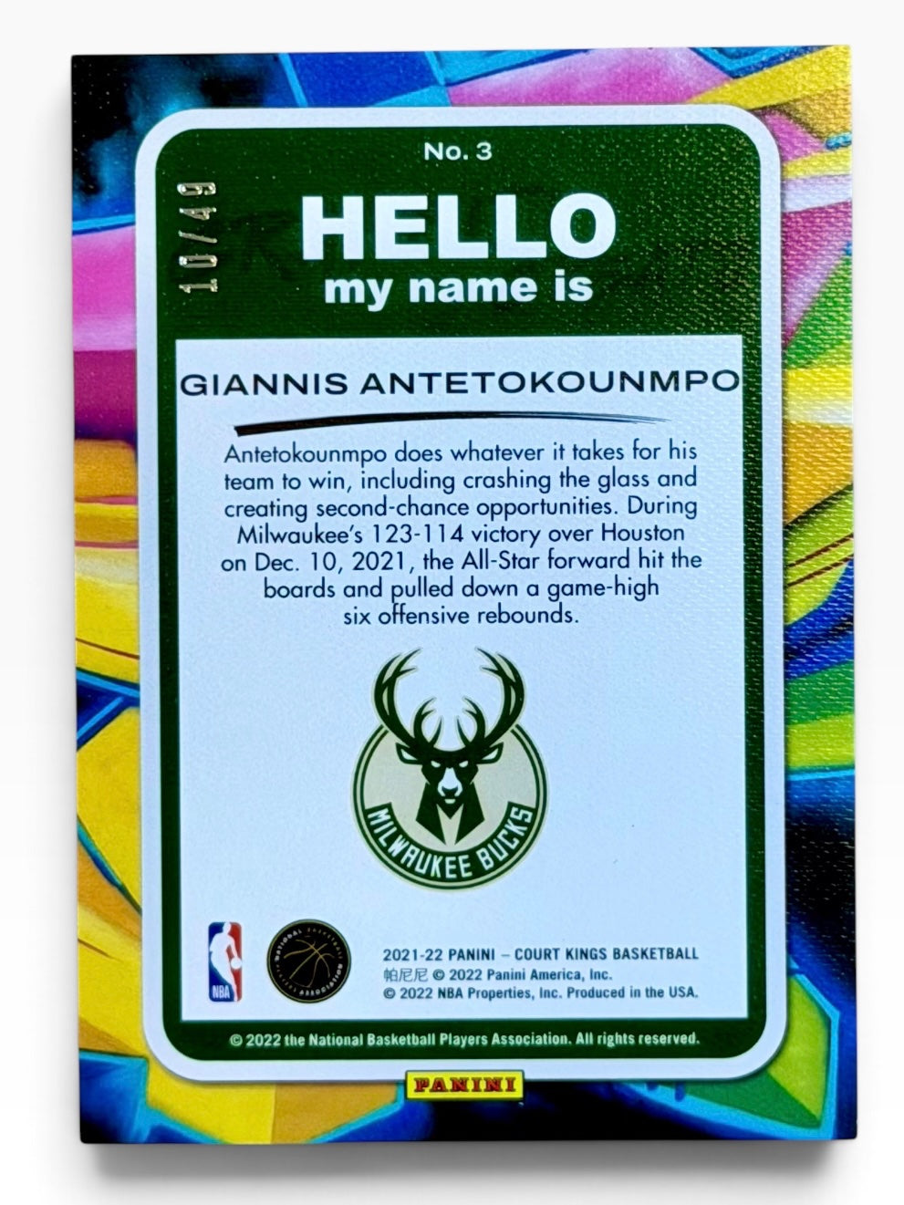 2021-22 Panini Court Kings Giannis Antetokounmpo Grafitti Greats Violet /49