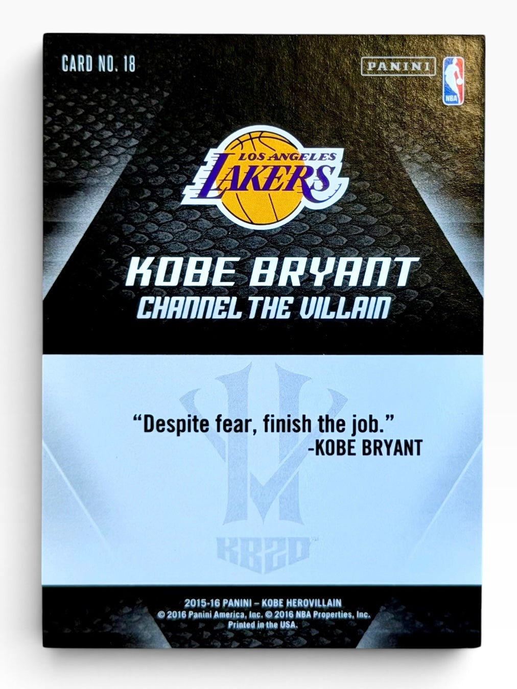 2015-16 Panini Kobe HeroVillian Kobe Bryant Achilles Heartache Blue Holo
