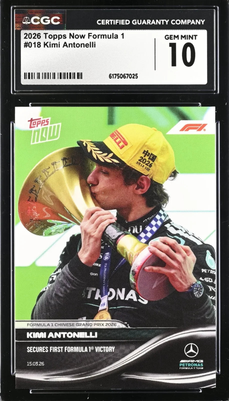 Kimi Antonelli, #018, Topps, 2026, Now Formula 1, CGC 10