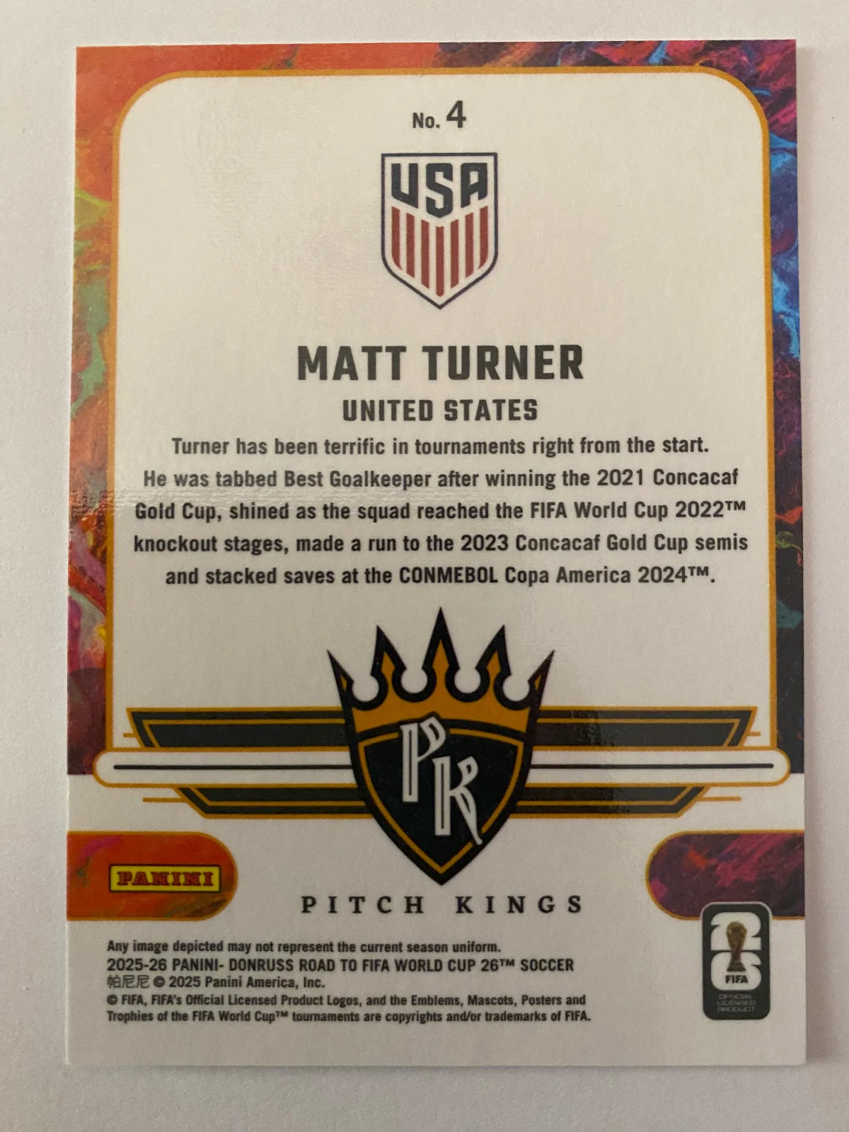 2025-26 Donruss Road to FIFA World Cup - Pitch Kings #4 Matt Turner