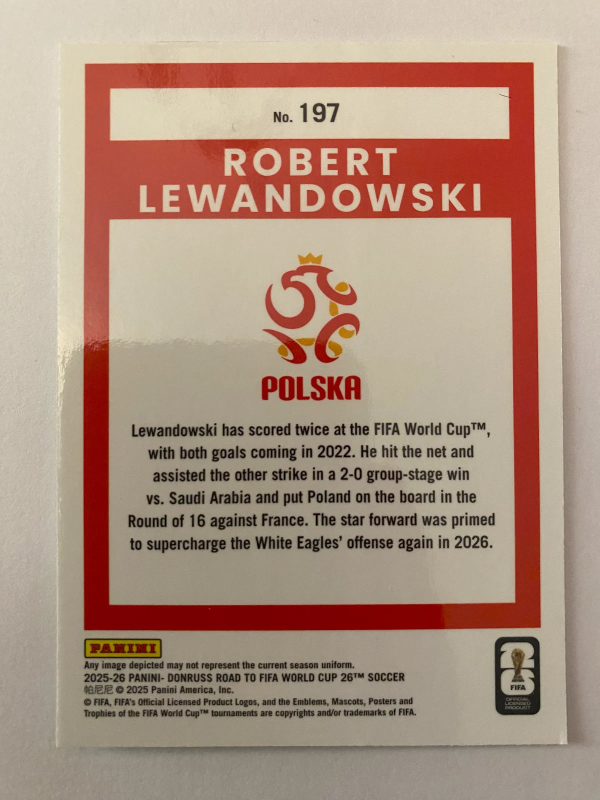 2025-26 Donruss Road to FIFA World Cup - Optic #197 Robert Lewandowski