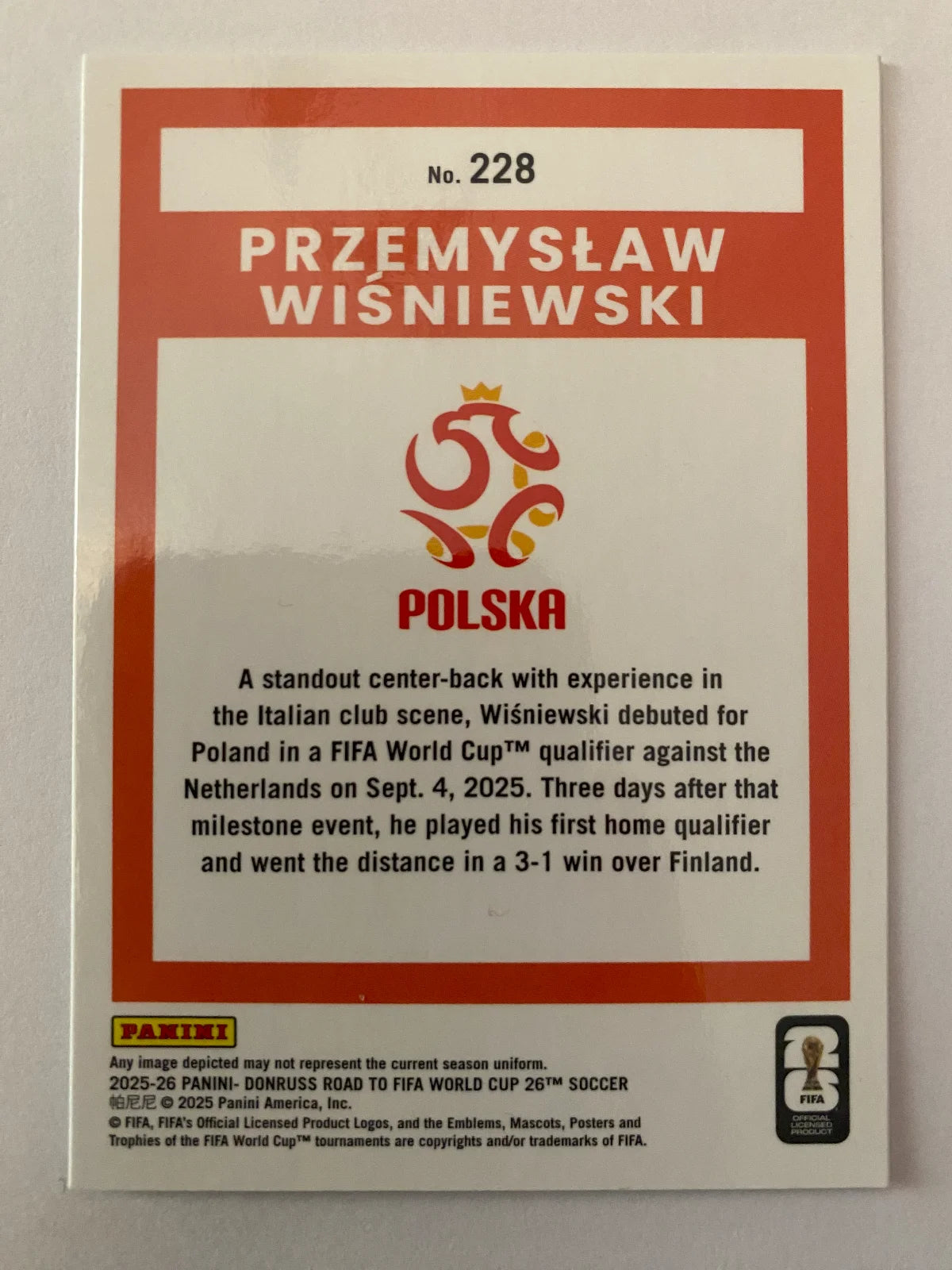 2025-26 Donruss Road to FIFA World Cup - Optic #228 Przemyslaw Wisniewski RATED ROOKIE
