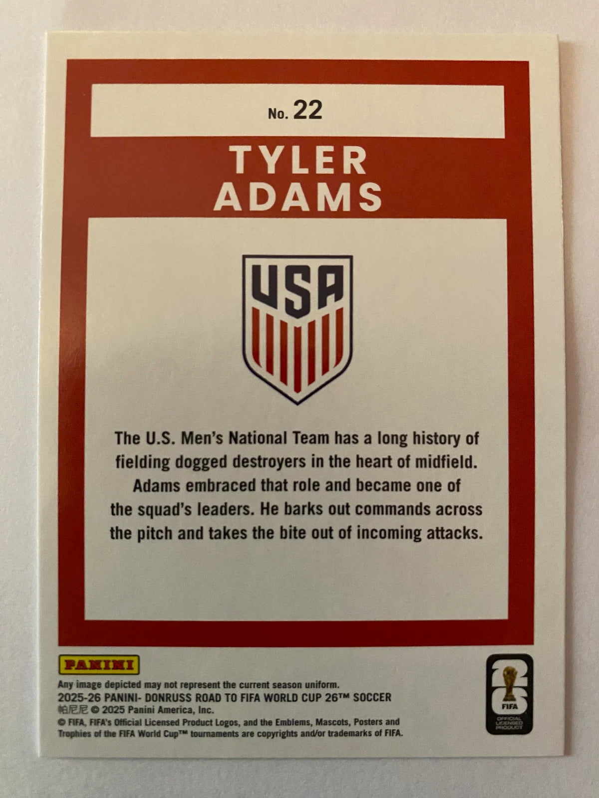 2025-26 Donruss Road to FIFA World Cup - Silver #22 Tyler Adams