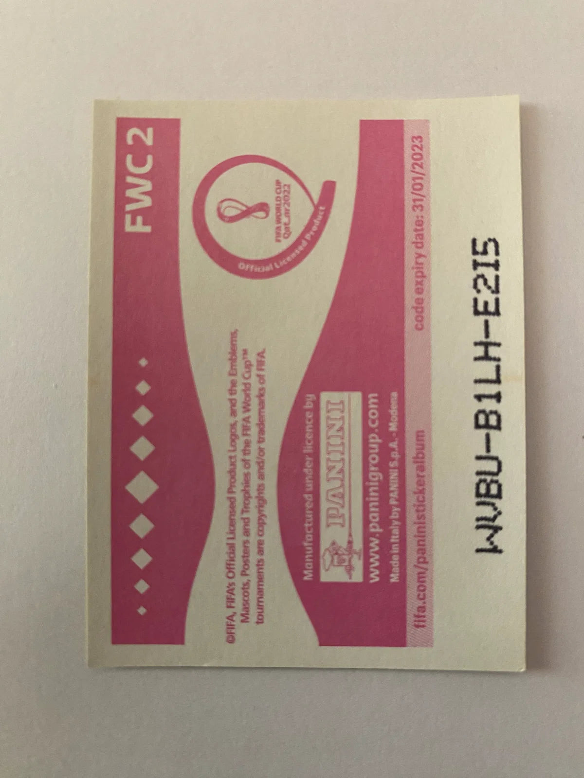 2022 Panini FIFA World Cup: Qatar 2022 Stickers (Orange Fronts, Pink Backs, Made in Italy) - #FWC2 FIFA World Cup Trophy