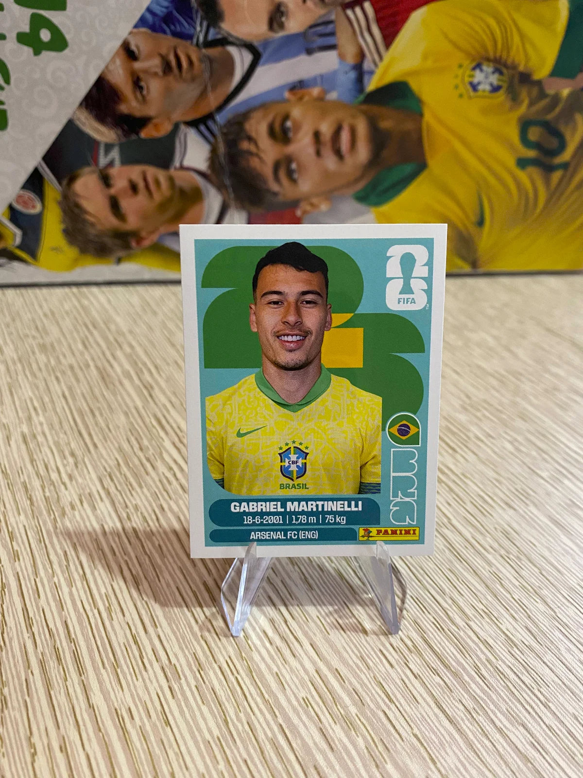 2026 Panini FIFA World Cup Stickers Blue Fronts w/ White Border - #BRA18 Gabriel Martinelli