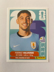 2026 Panini FIFA World Cup Stickers Blue Fronts w/ White Border - #URU10 Federico Valverde