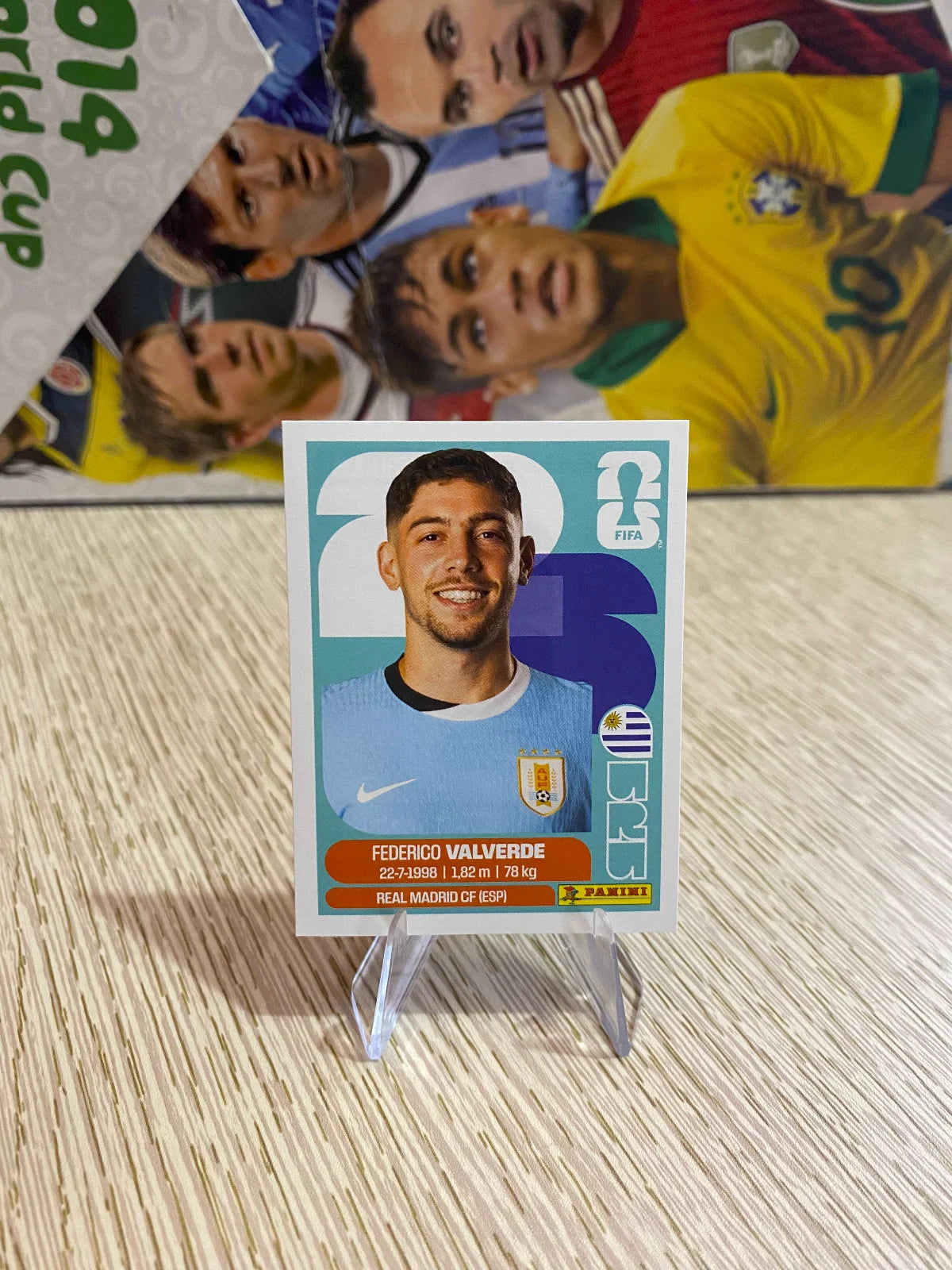 2026 Panini FIFA World Cup Stickers Blue Fronts w/ White Border - #URU10 Federico Valverde