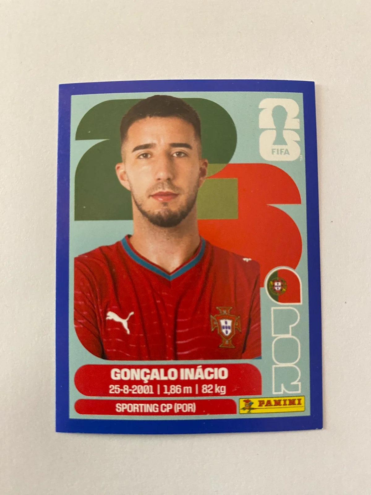 2026 Panini FIFA World Cup Stickers Blue Fronts w/ White Border - Blue #POR8 Gonçalo Inácio