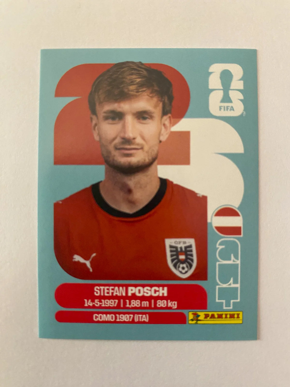 2026 Panini FIFA World Cup Stickers International Edition "Printed in Italy" Back - #AUT7 Stefan Posch