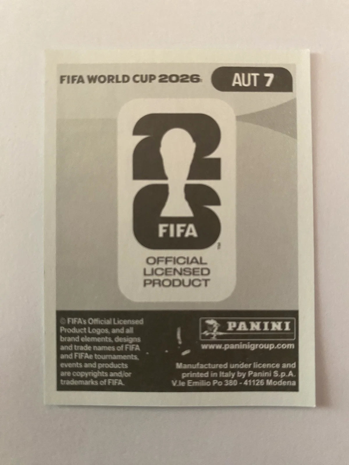 2026 Panini FIFA World Cup Stickers International Edition "Printed in Italy" Back - #AUT7 Stefan Posch
