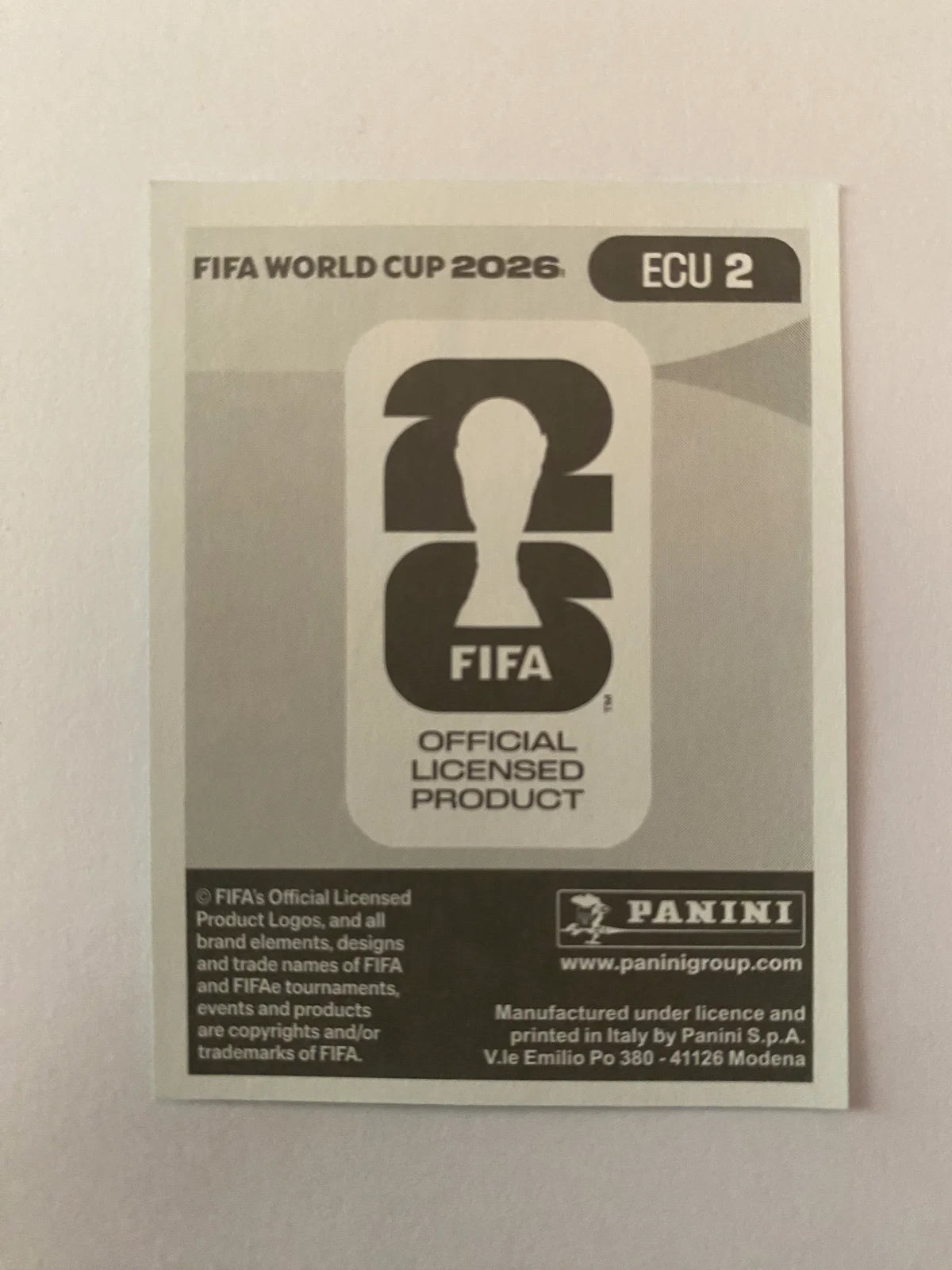 2026 Panini FIFA World Cup Stickers International Edition "Printed in Italy" Back - #ECU2 Hernán Galíndez