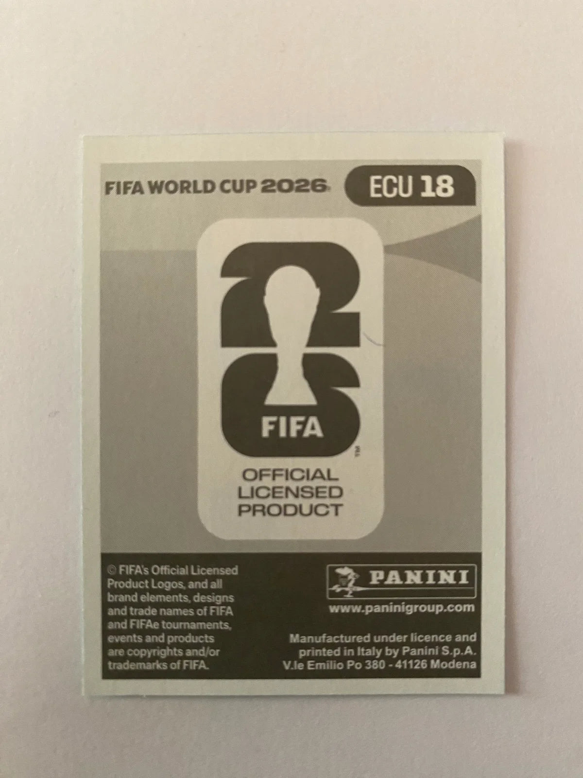2026 Panini FIFA World Cup Stickers International Edition "Printed in Italy" Back - #ECU18 Alan Minda