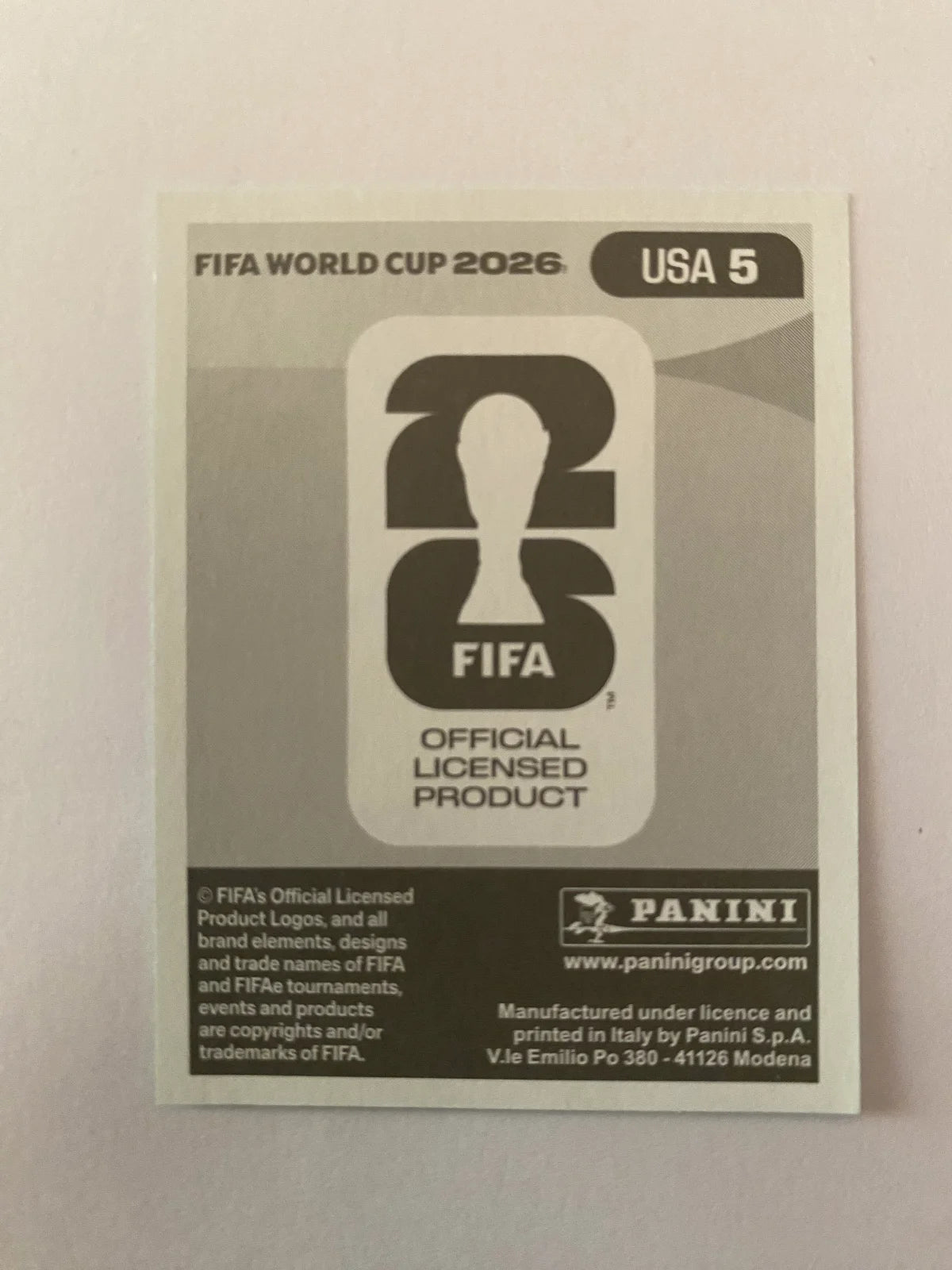 2026 Panini FIFA World Cup Stickers International Edition "Printed in Italy" Back - #USA5 Mark McKenzie