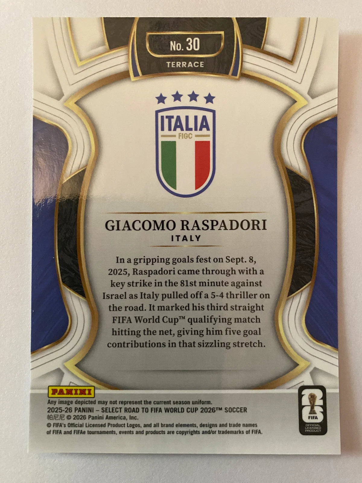2025-26 Panini Select Road to FIFA World Cup - #30 Giacomo Raspadori