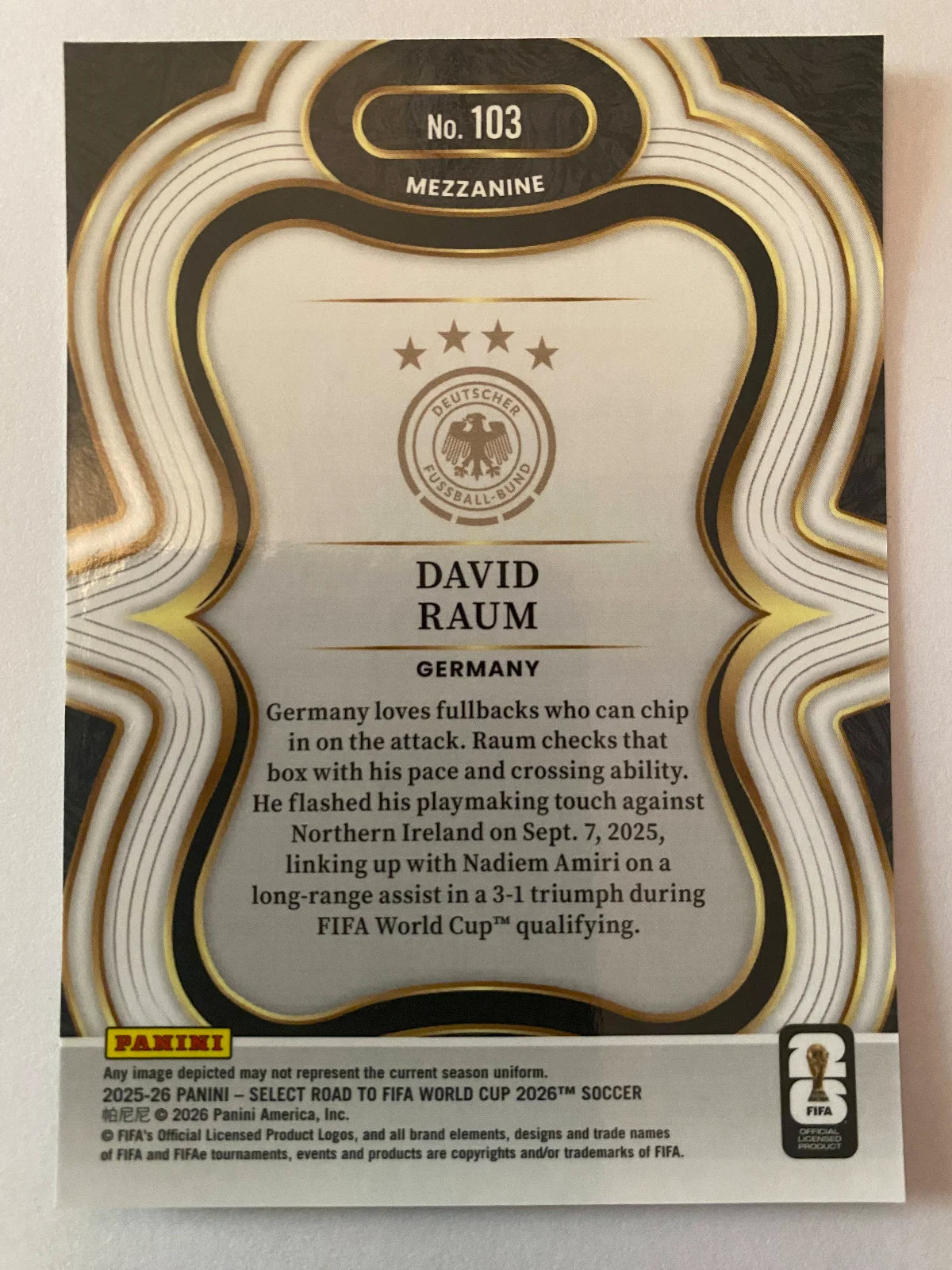 2025-26 Panini Select Road to FIFA World Cup - #103 David Raum