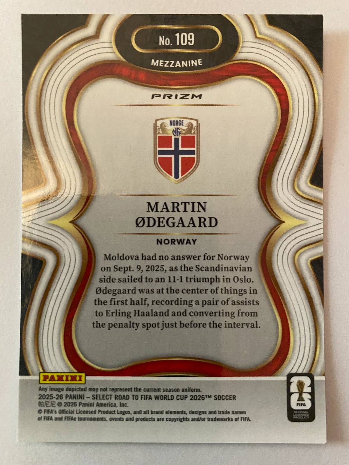 2025-26 Panini Select Road to FIFA World Cup - #109 Martin Odegaard