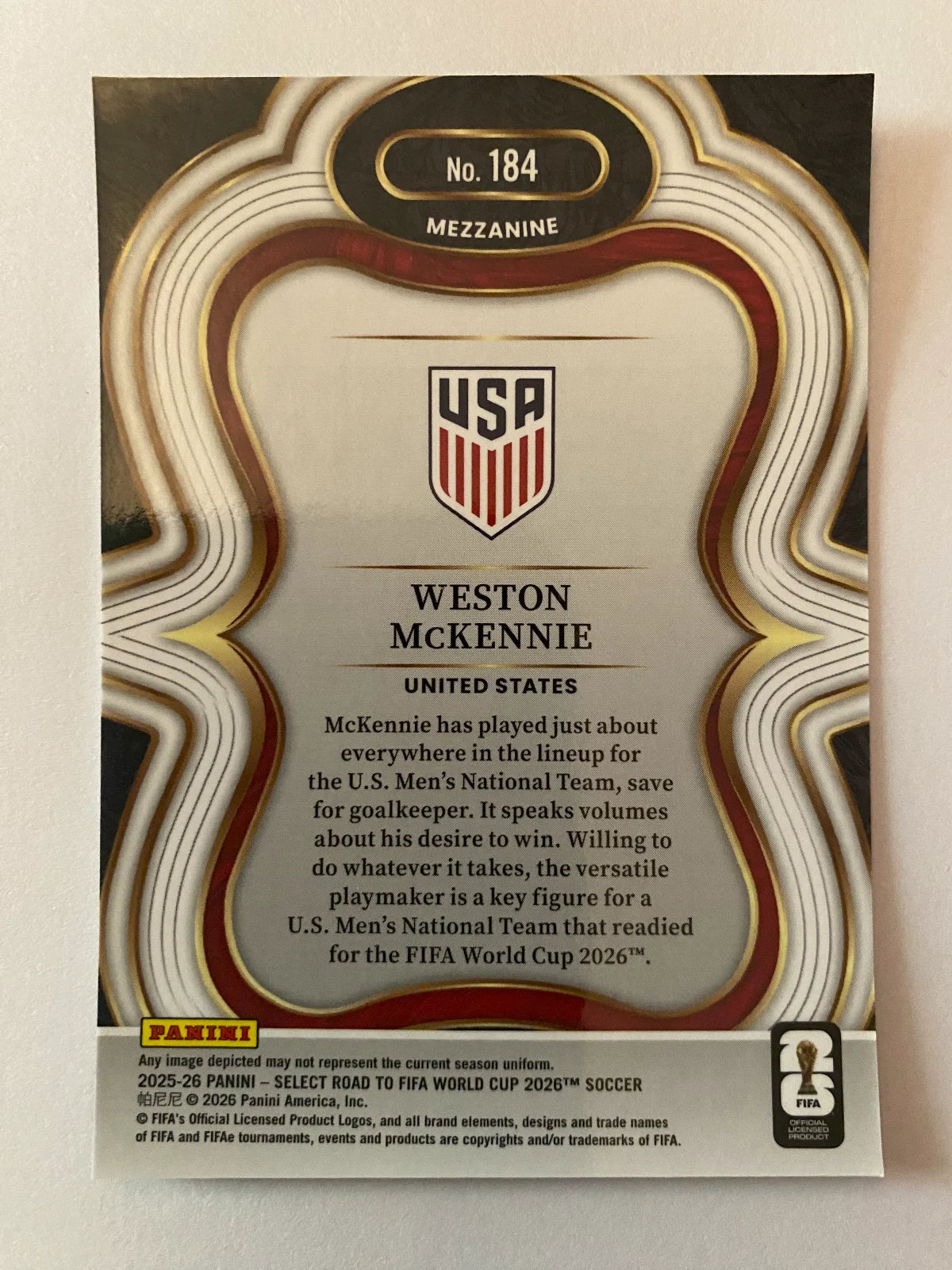 2025-26 Panini Select Road to FIFA World Cup - #184 Weston McKennie