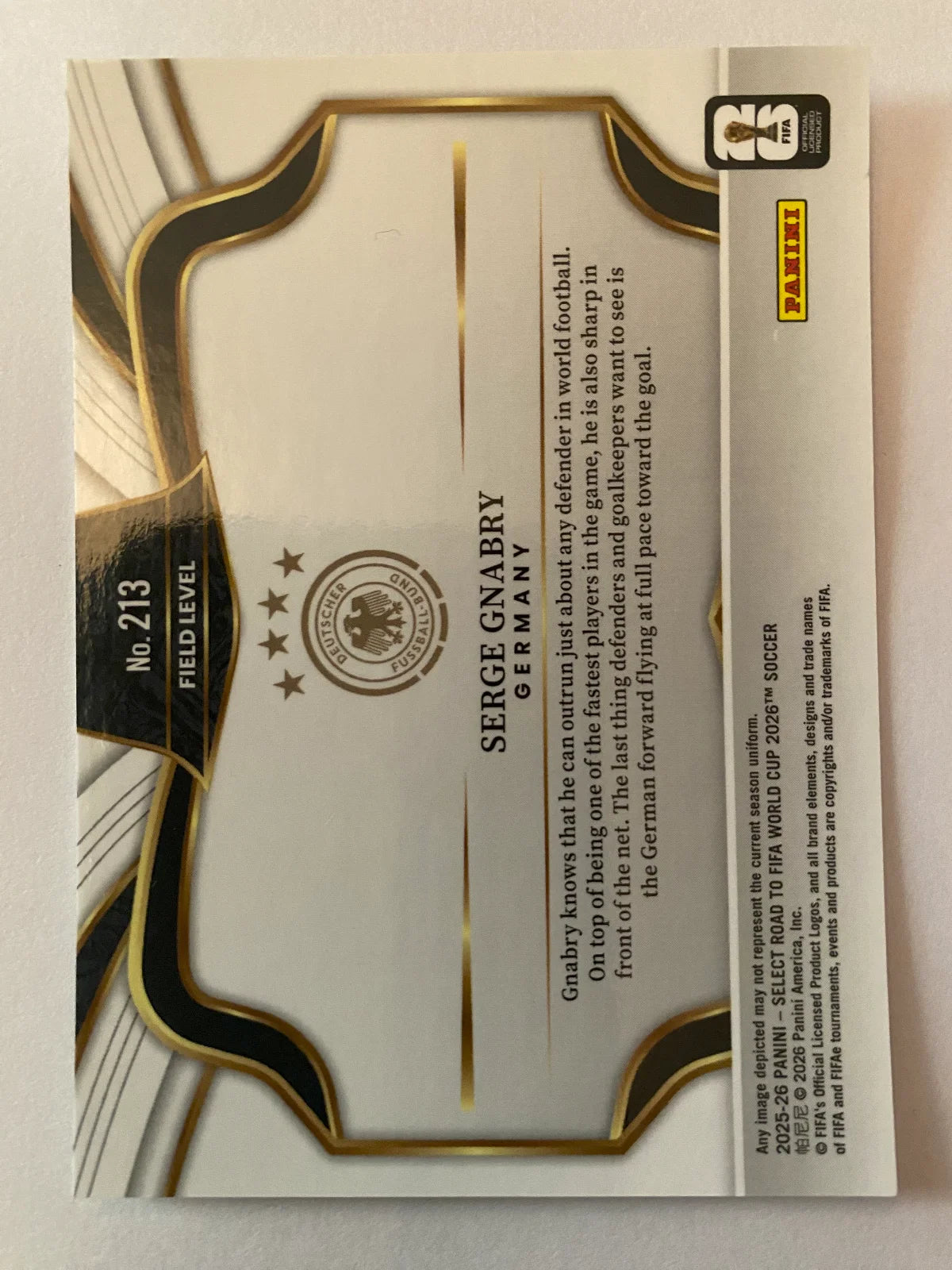 2025-26 Panini Select Road to FIFA World Cup - #213 Serge Gnabry