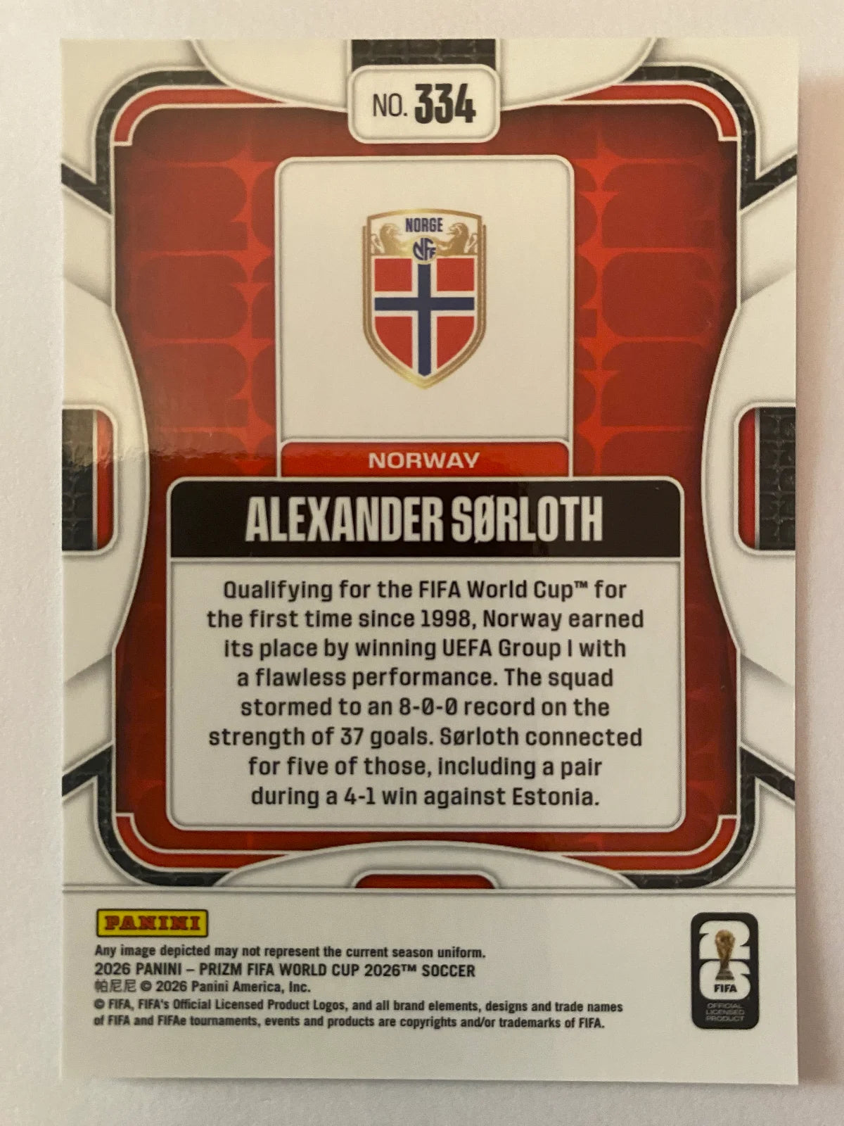 2026 Panini Prizm FIFA World Cup - #334 Alexander Sorloth