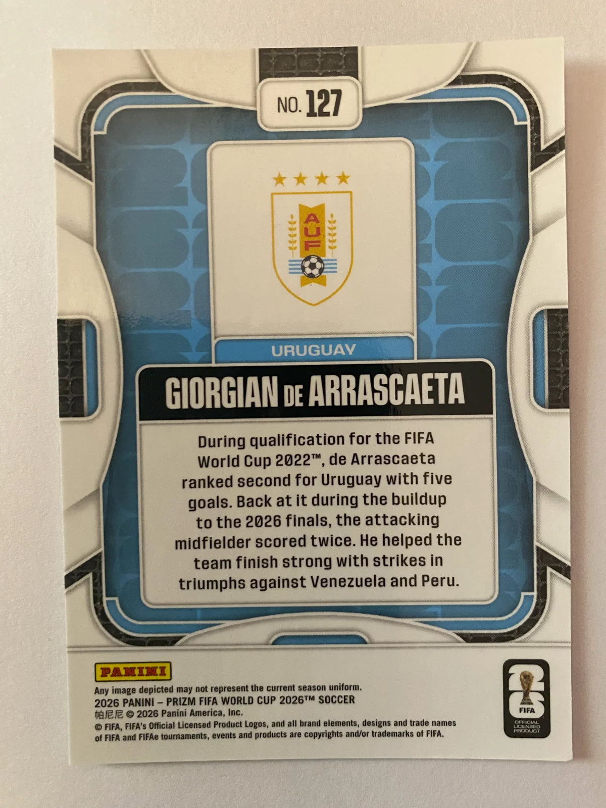 2026 Panini Prizm FIFA World Cup - #127 Giorgian de Arrascaeta
