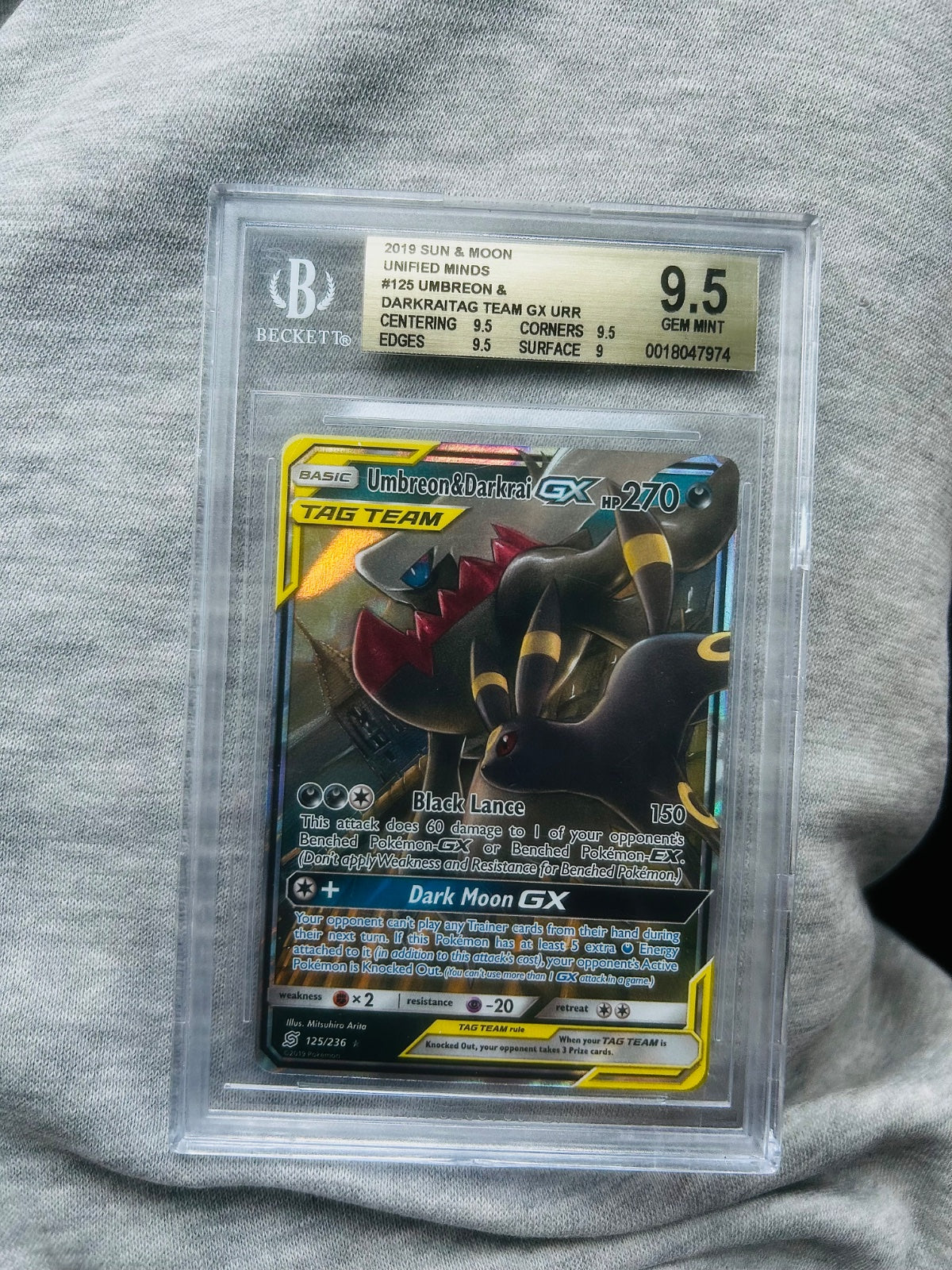 Umbreon & Darkrai GX 125/236 (Unified Minds) — BGS 9.5